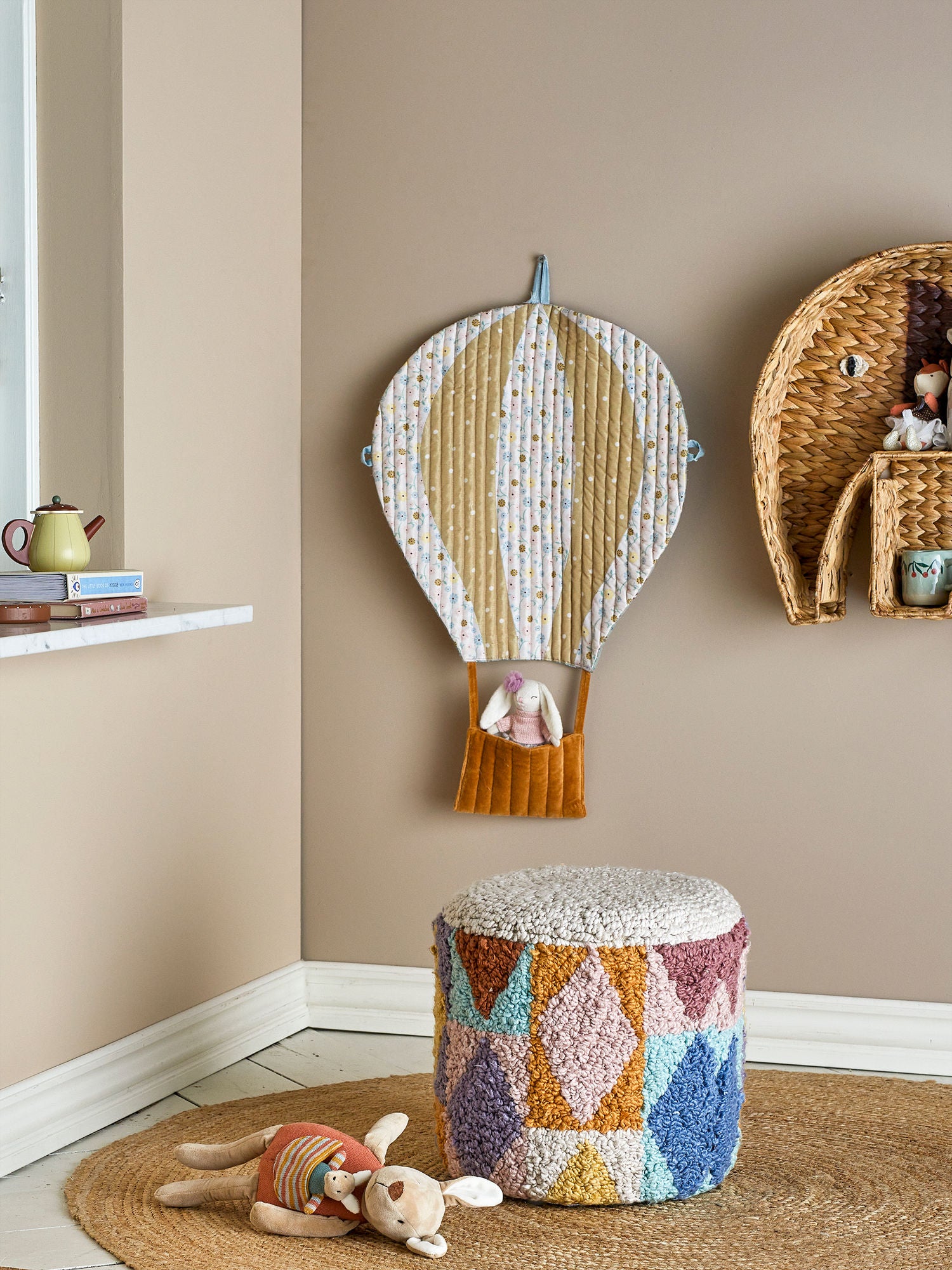 Bloomingville mini miaki puf, gray, cotton