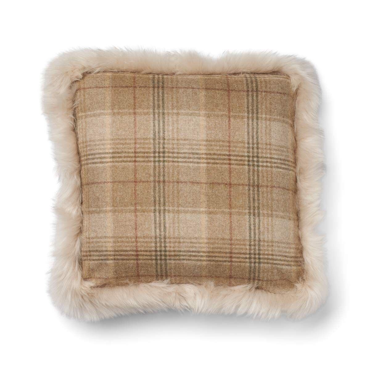 Checked Collection | Wool pillow | Long-haired | Double Sided | 52x52 cm