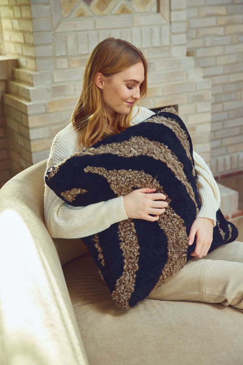 Zebra Lambskin Cushion | Short-haired | New Zealand | Double Sided | 60x60 cm