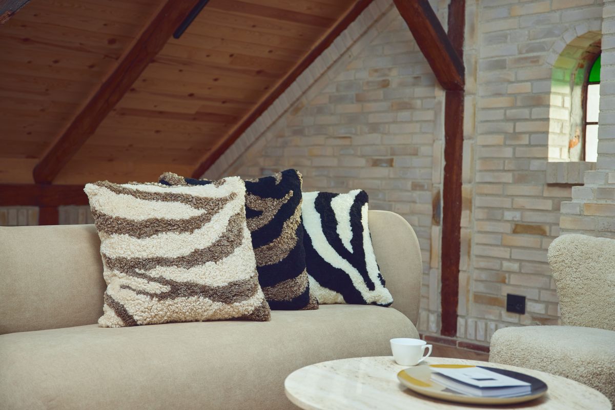 Zebra Lambskin Cushion | Short-haired | New Zealand | Double Sided | 60x60 cm