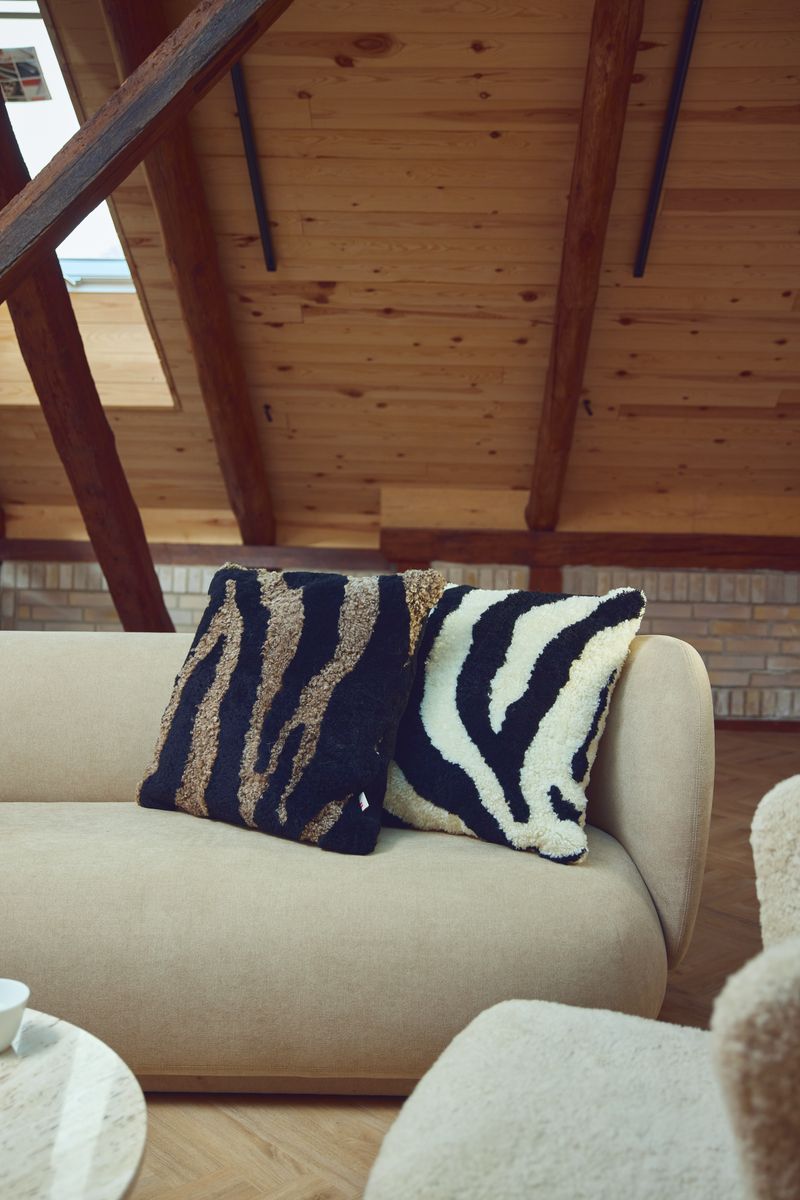 Zebra Lambskin Cushion | Short-haired | New Zealand | Double Sided | 60x60 cm