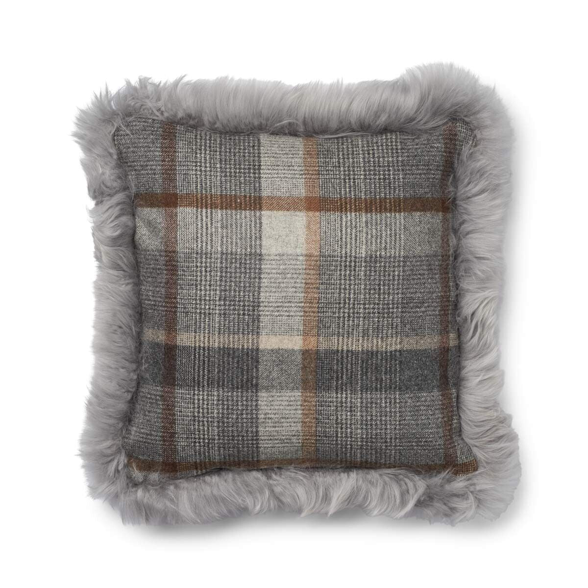 Checked Collection | Wool pillow | Long-haired | Double Sided | 52x52 cm