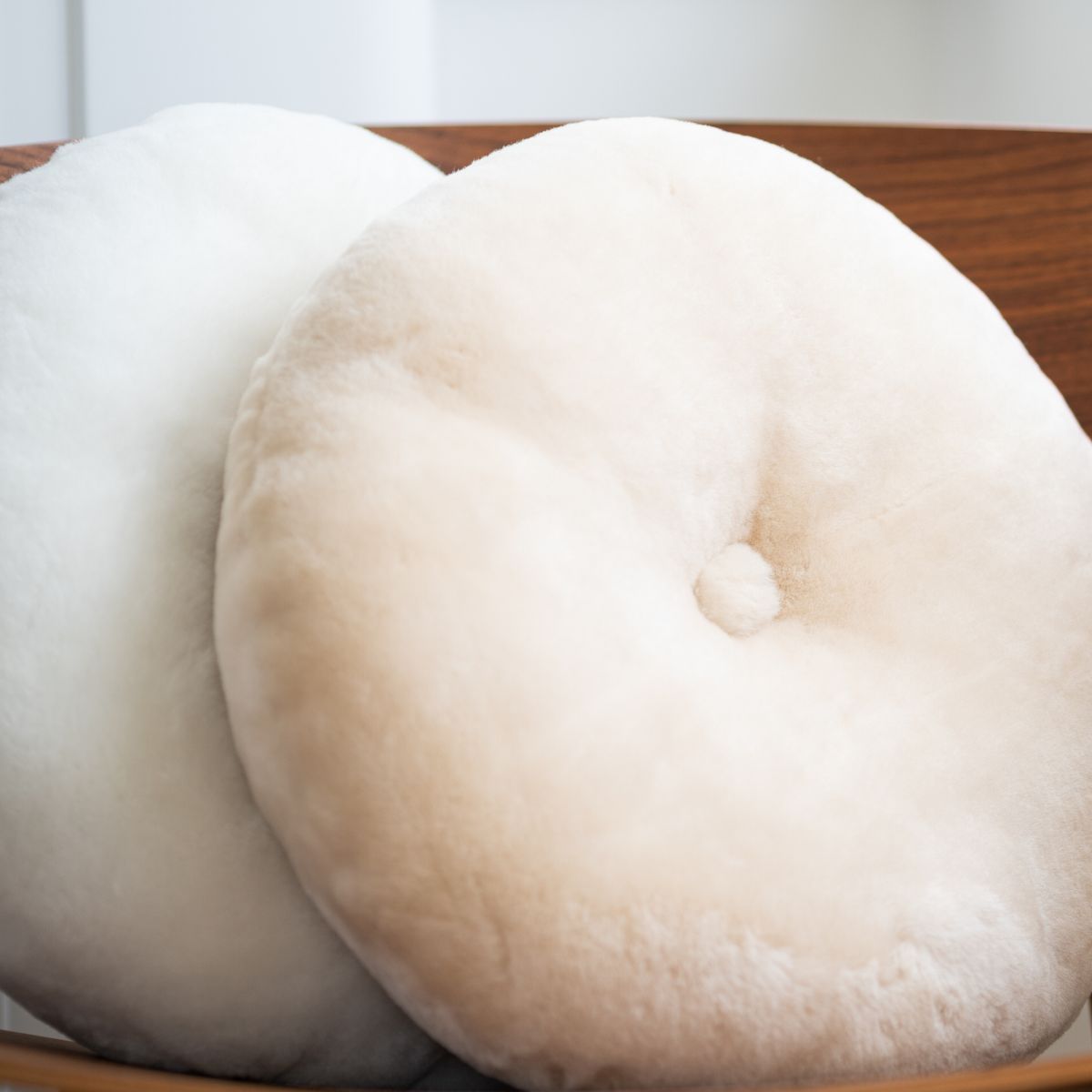 Lambskin cushion | Moccasin | Double Sided | Ø45 cm