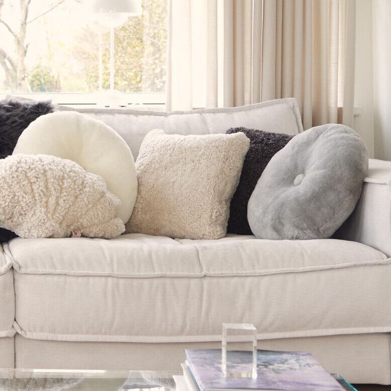 Lambskin cushion | Moccasin | Double Sided | Ø45 cm