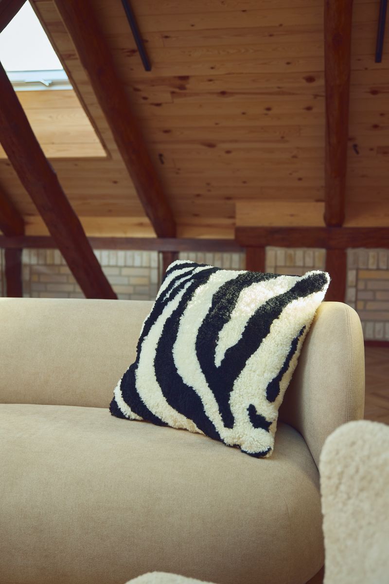 Zebra Lambskin Cushion | Short-haired | New Zealand | Double Sided | 60x60 cm