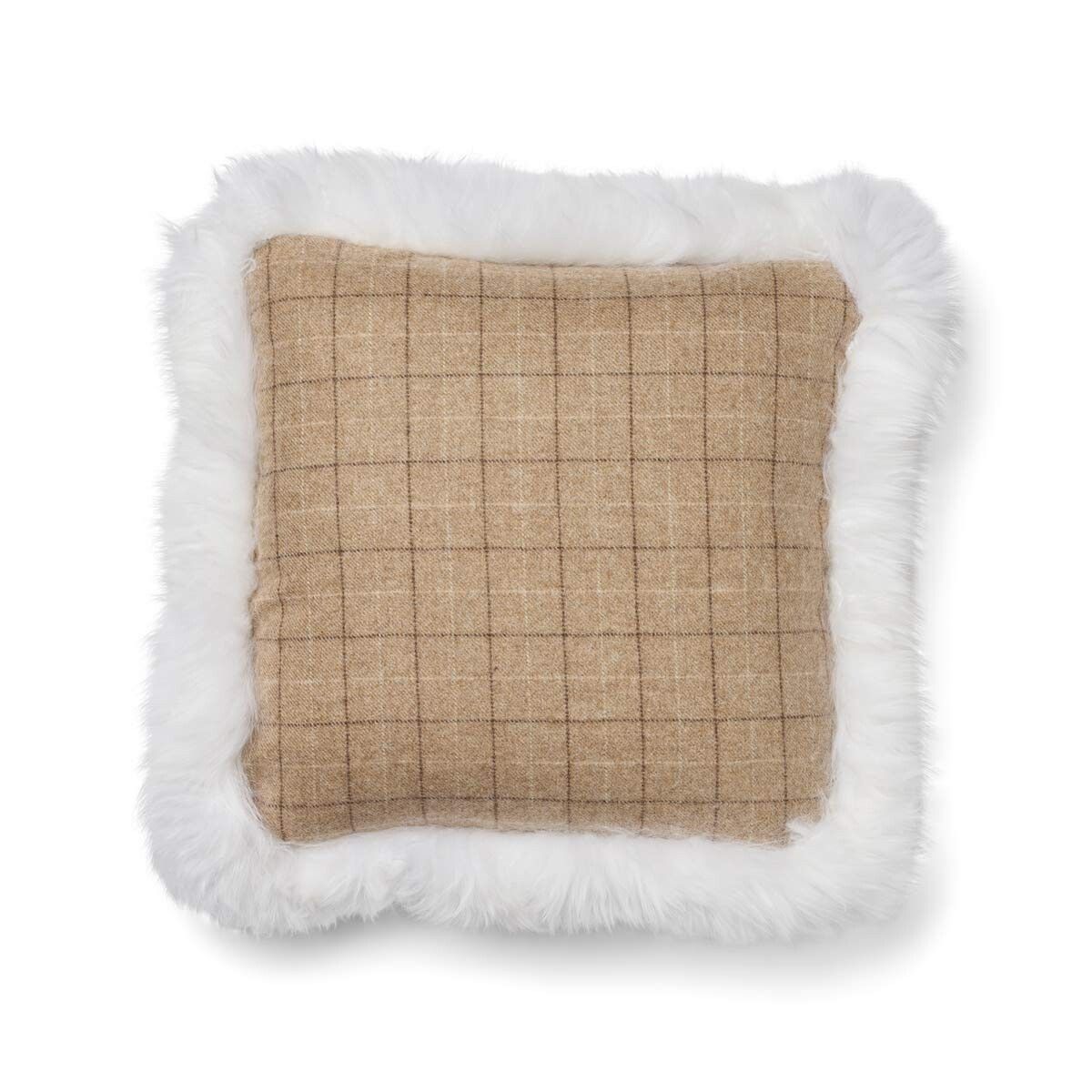 Checked Collection | Wool pillow | Long-haired | Double Sided | 52x52 cm