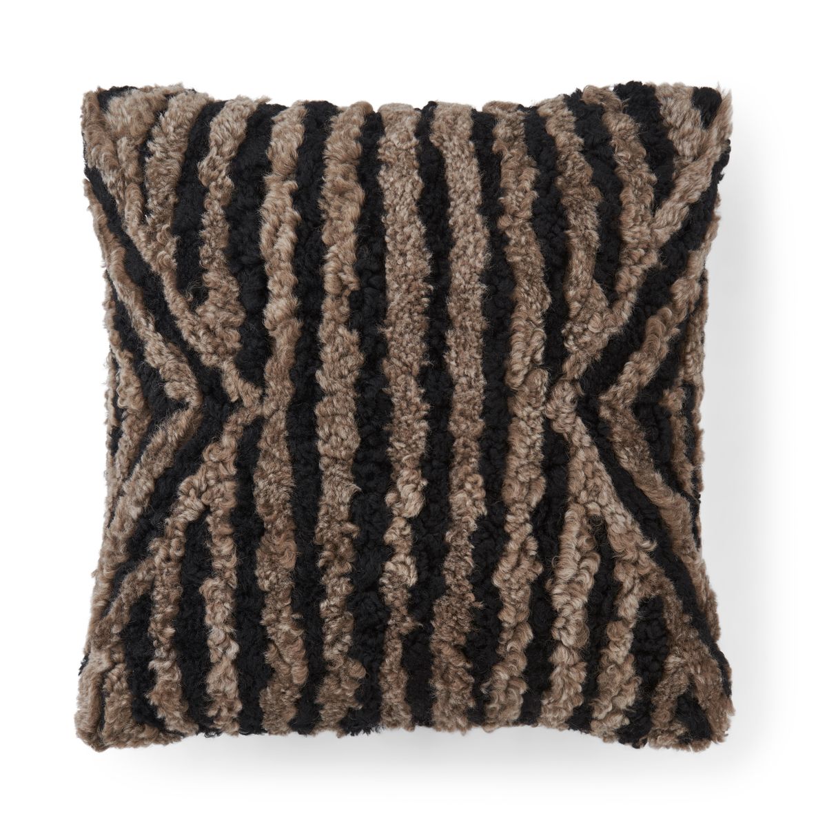 Striped lambskin cushion | Short-haired | New Zealand | Double sided