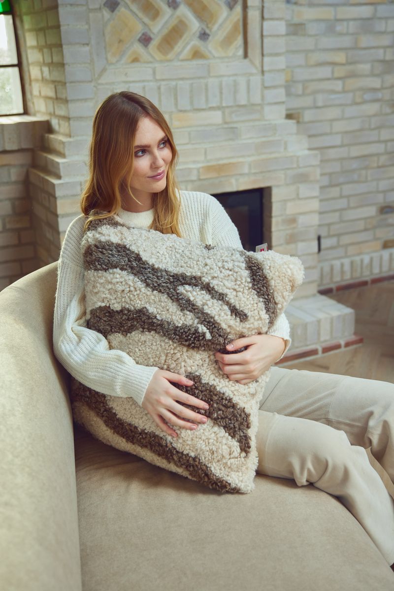 Zebra Lambskin Cushion | Short-haired | New Zealand | Double Sided | 60x60 cm