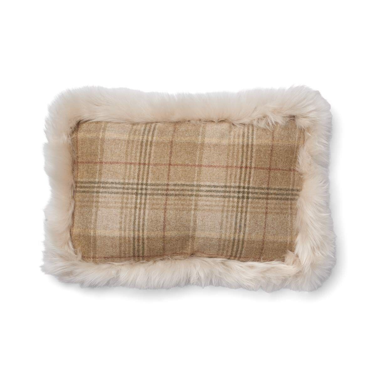 Checked Collection | Wool pillow | Long-haired | Double Sided | 34x52 cm
