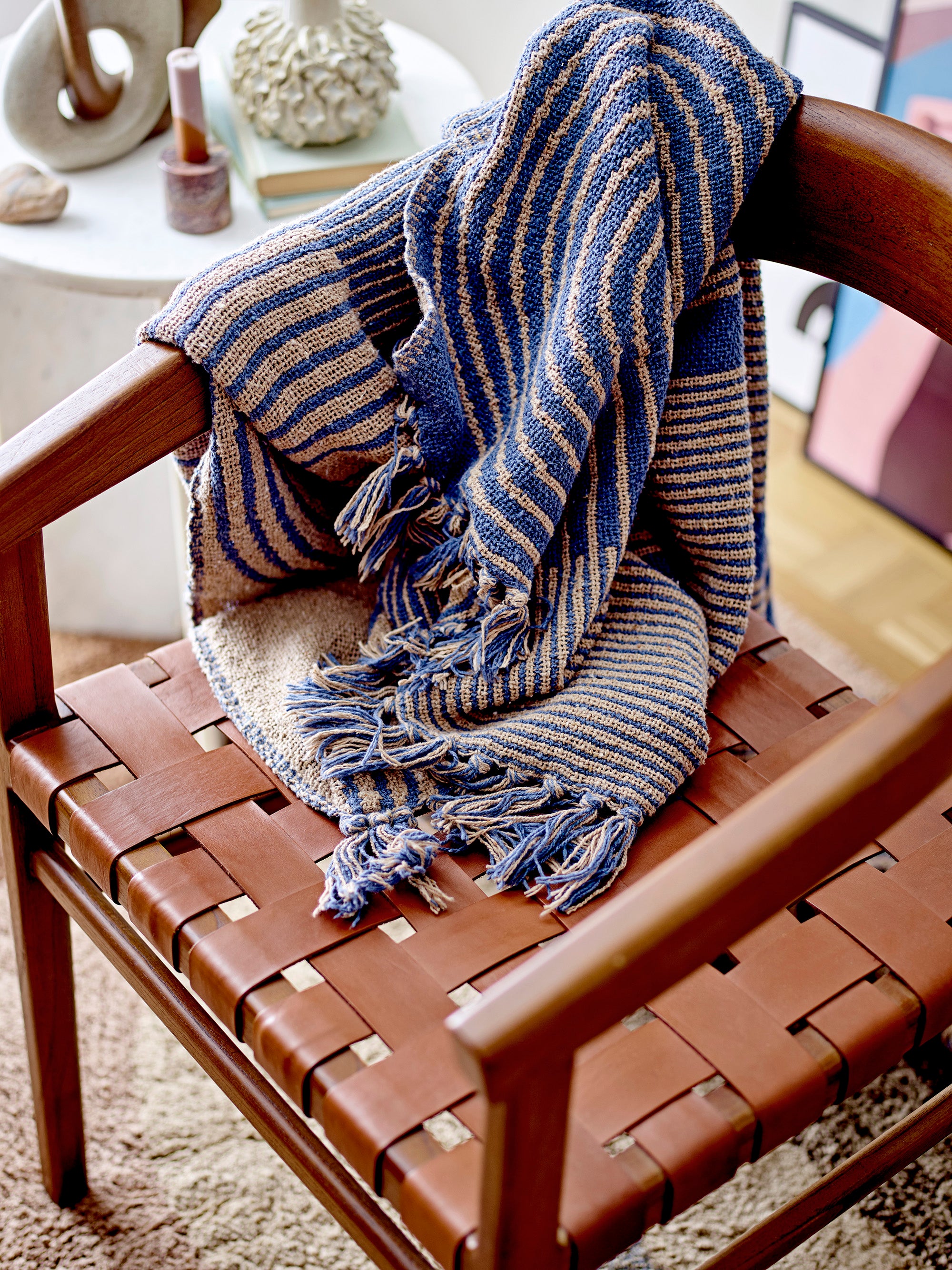 Tiffanie Plaid, BlÄ, Genanvendt Bomuld - BLOOMINGVILLE - DesignGaragen.dk