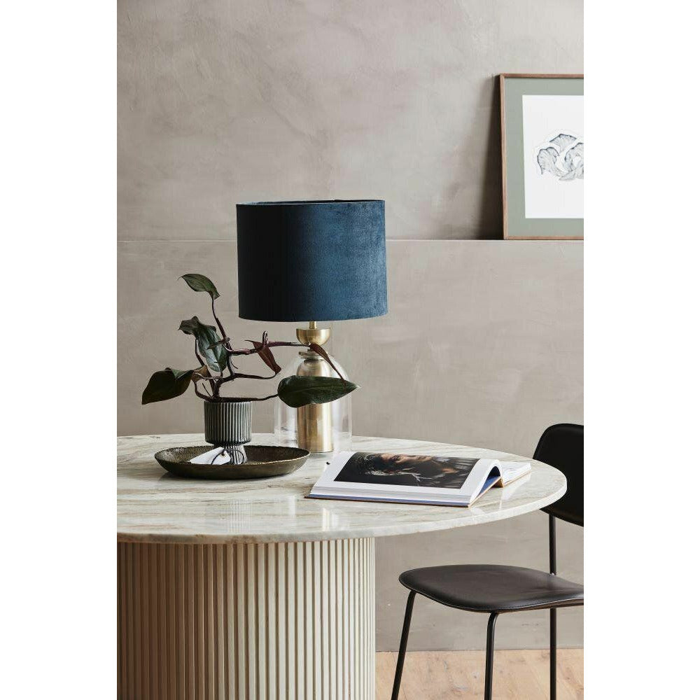 Erie round dining table in wood and marble - Ø140 cm - raw white, brown, beige