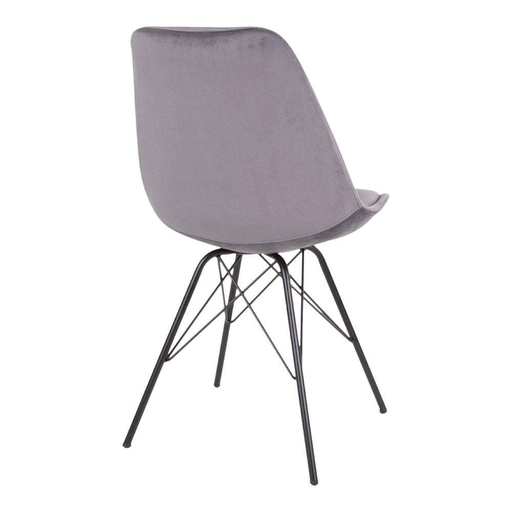 Oslo Dining Chair - Dining Table Chair in Velor, Gray with Black Legs, HN1213