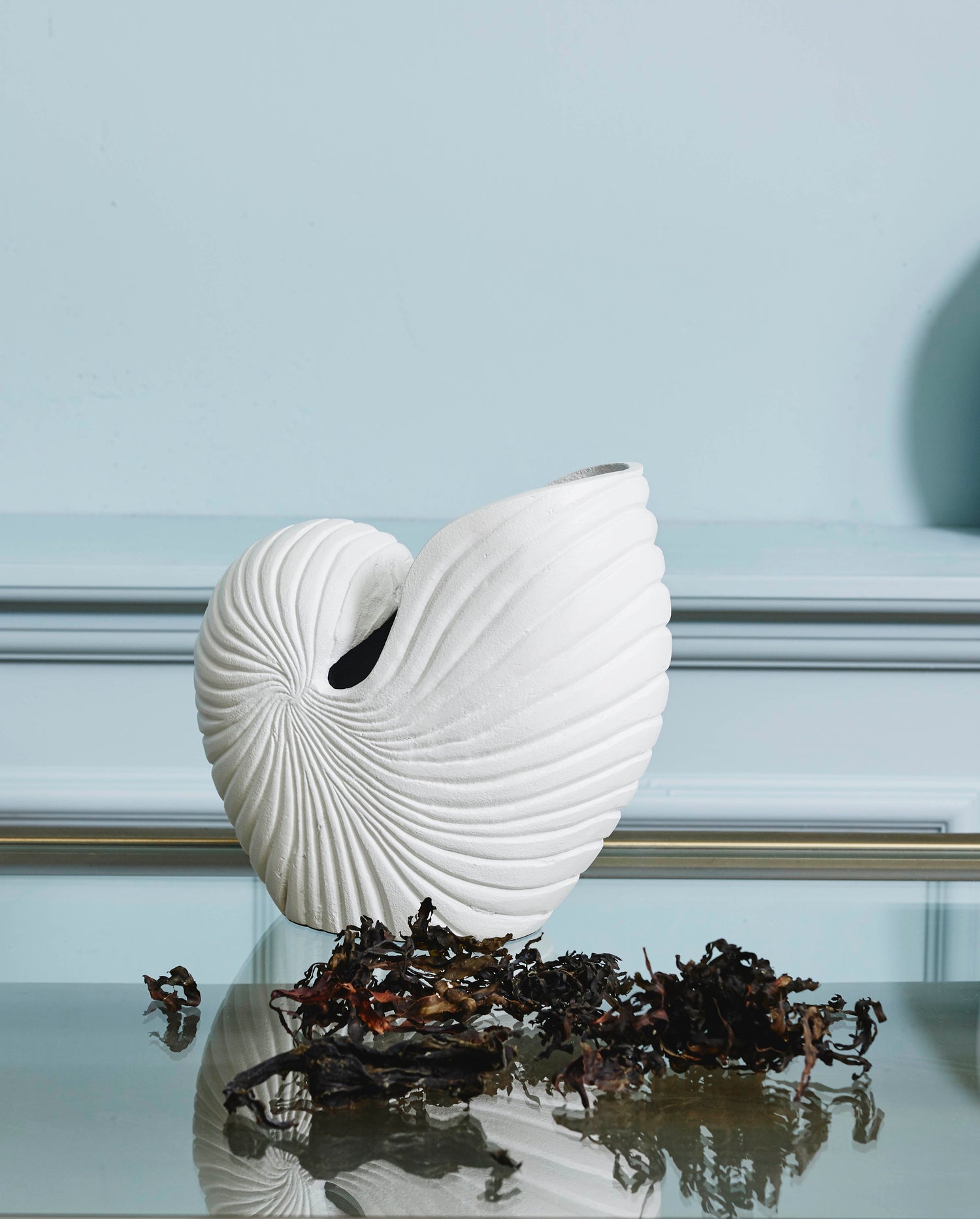 Rakitu flower vase - conch - h25 cm - white
