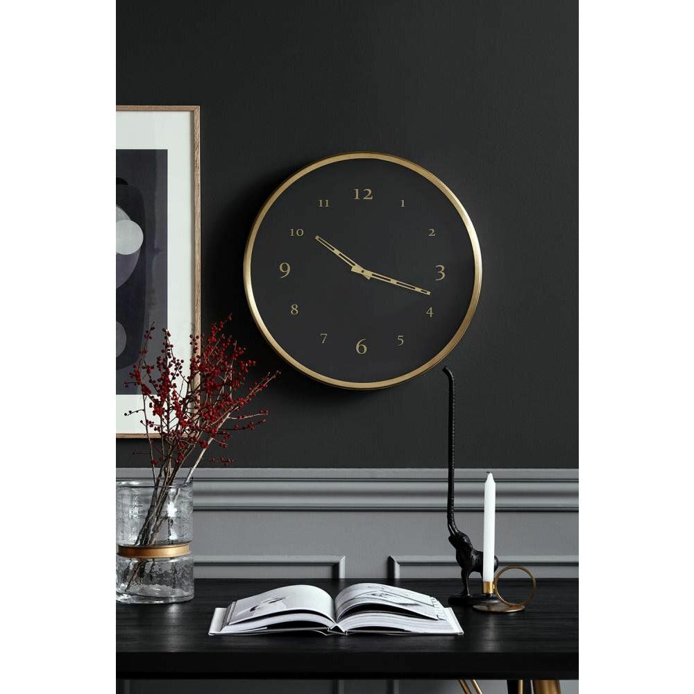 Nordal Metal wall clock with glass - Ø51 cm - black/brass