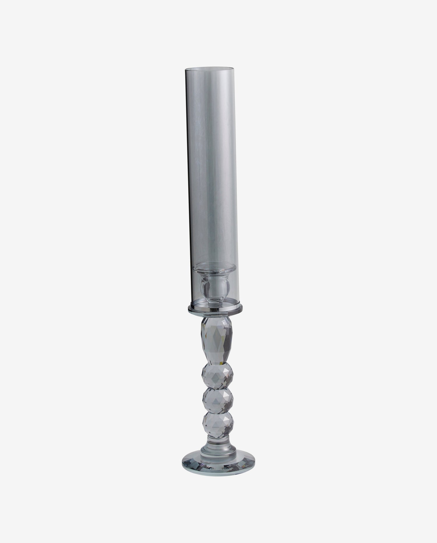 Nosy candlestick in crystal glass - smoke colored