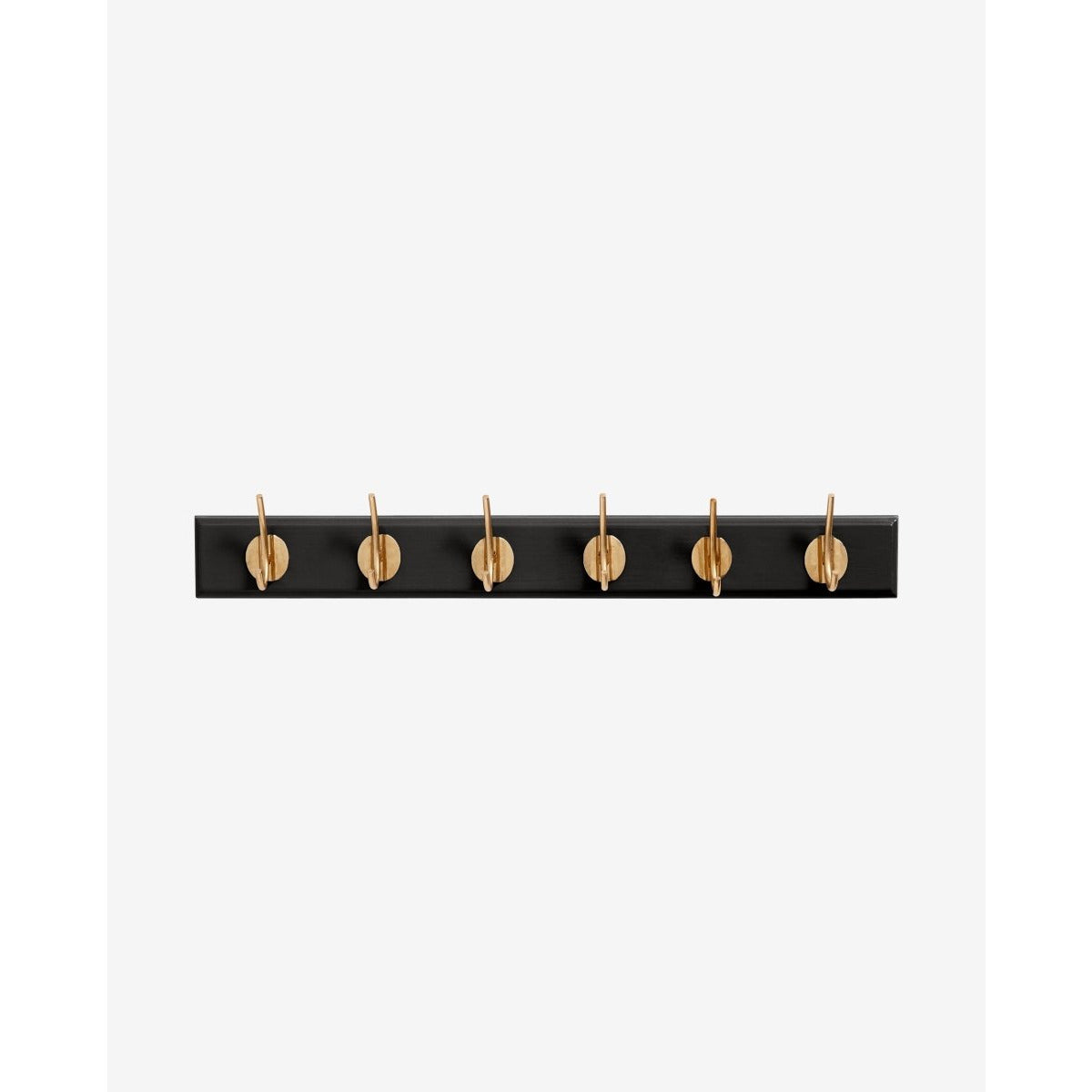 Edgy hooks in wood with 6 brass hooks - 60 cm - black