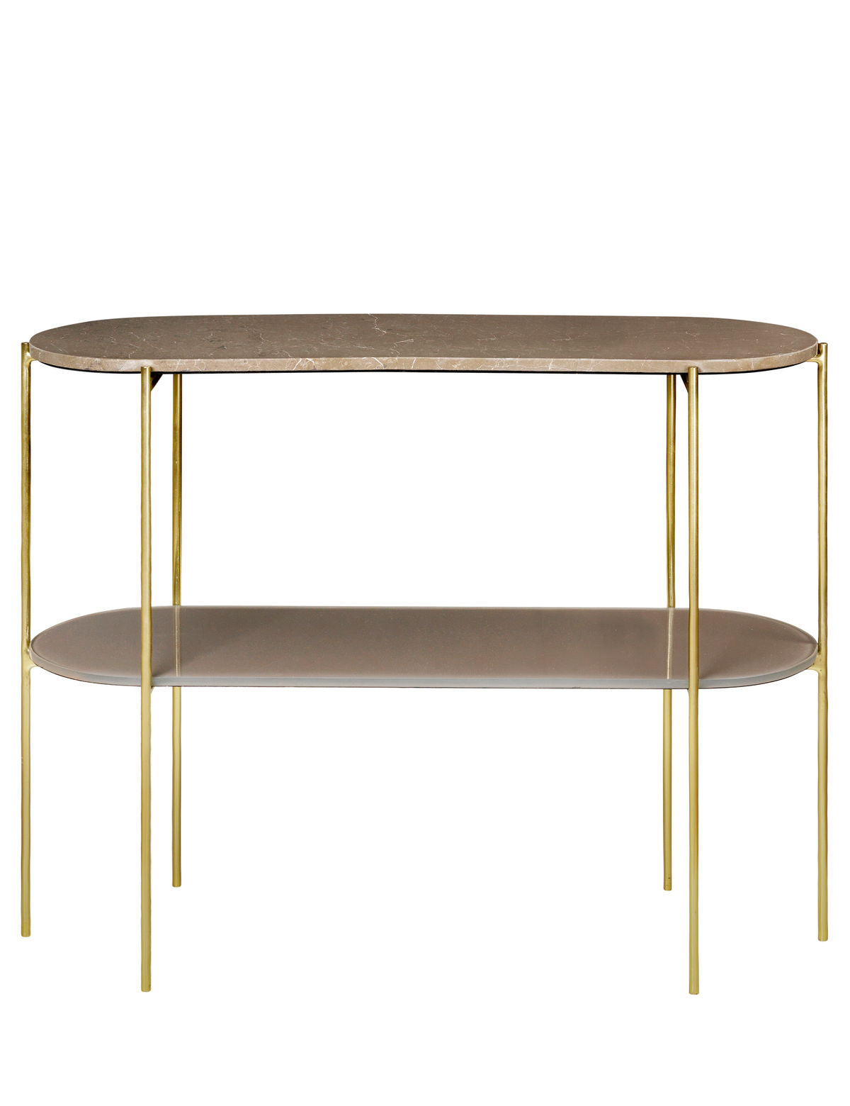Cozy Living Laura Console Marbletable - Toffee Brown With Brass Base