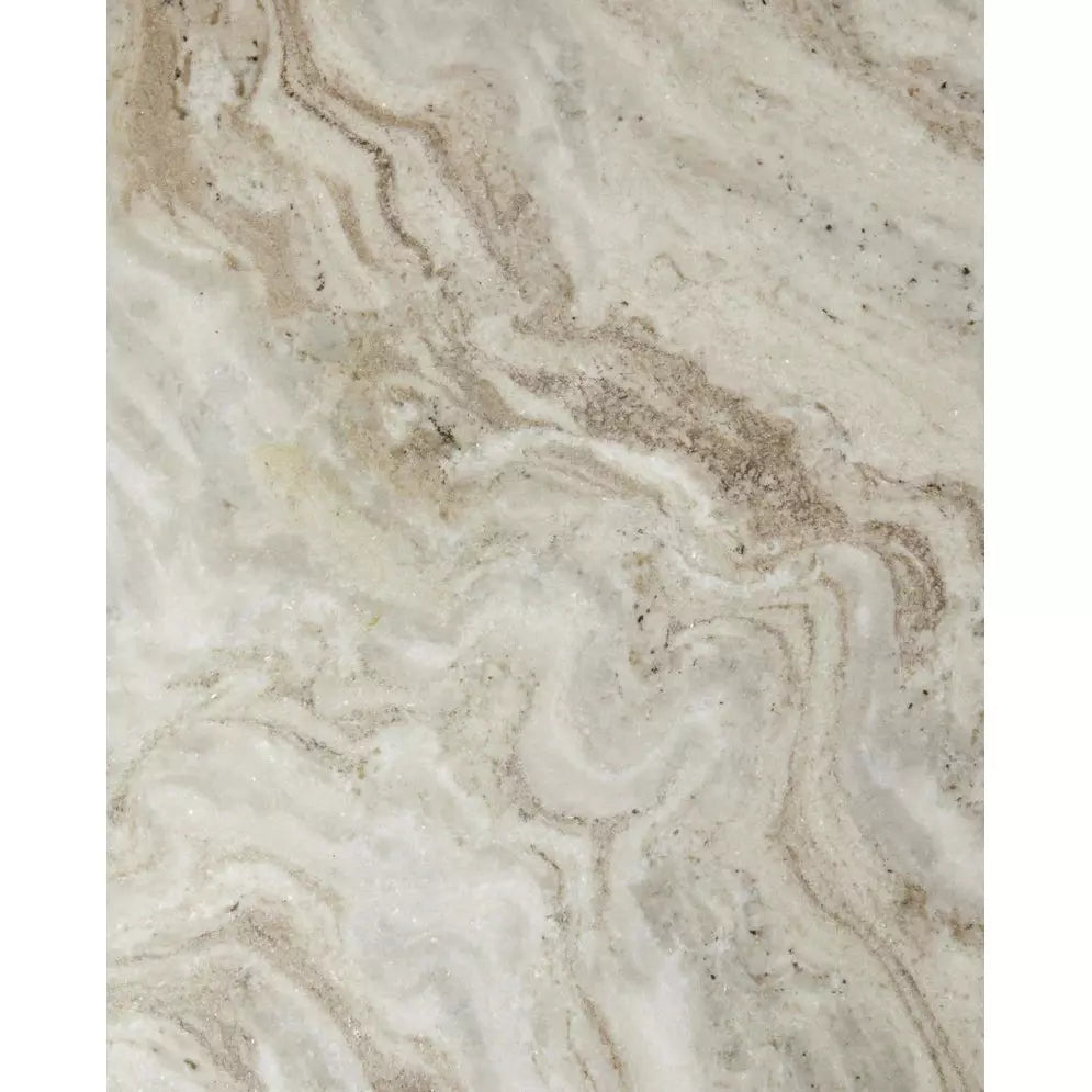 Erie round dining table in wood and marble - Ø140 cm - raw white, brown, beige