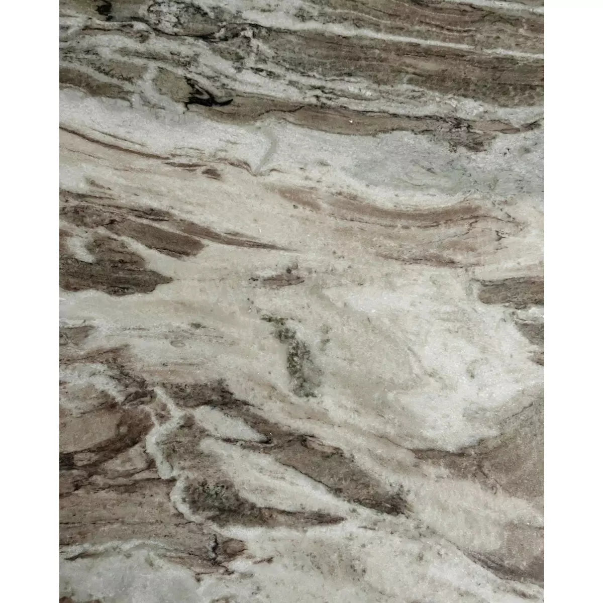 Erie round dining table in wood and marble - Ø140 cm - raw white, brown, beige