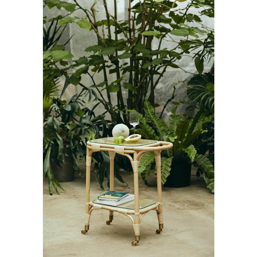 Nordal Bali Rolling Table / Bar table in Rattan - 73x43 cm - Nature