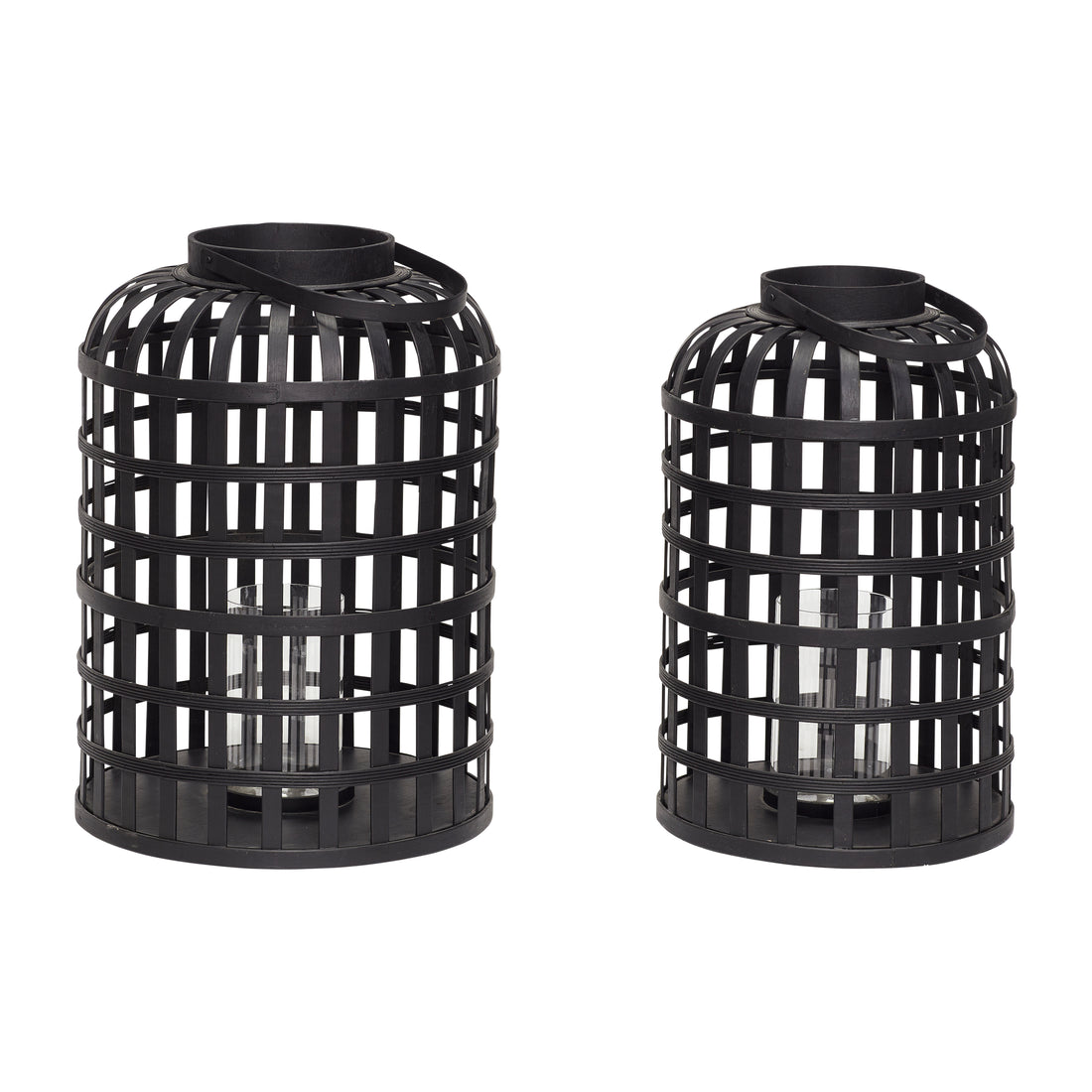 Grid lanterns black (set of 2) - Ø35XH54, Ø41XH58CM