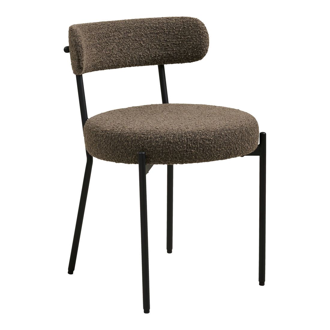 Badalona Dining table chair - Dining table chair, bouclé, brown, black legs HN1064
