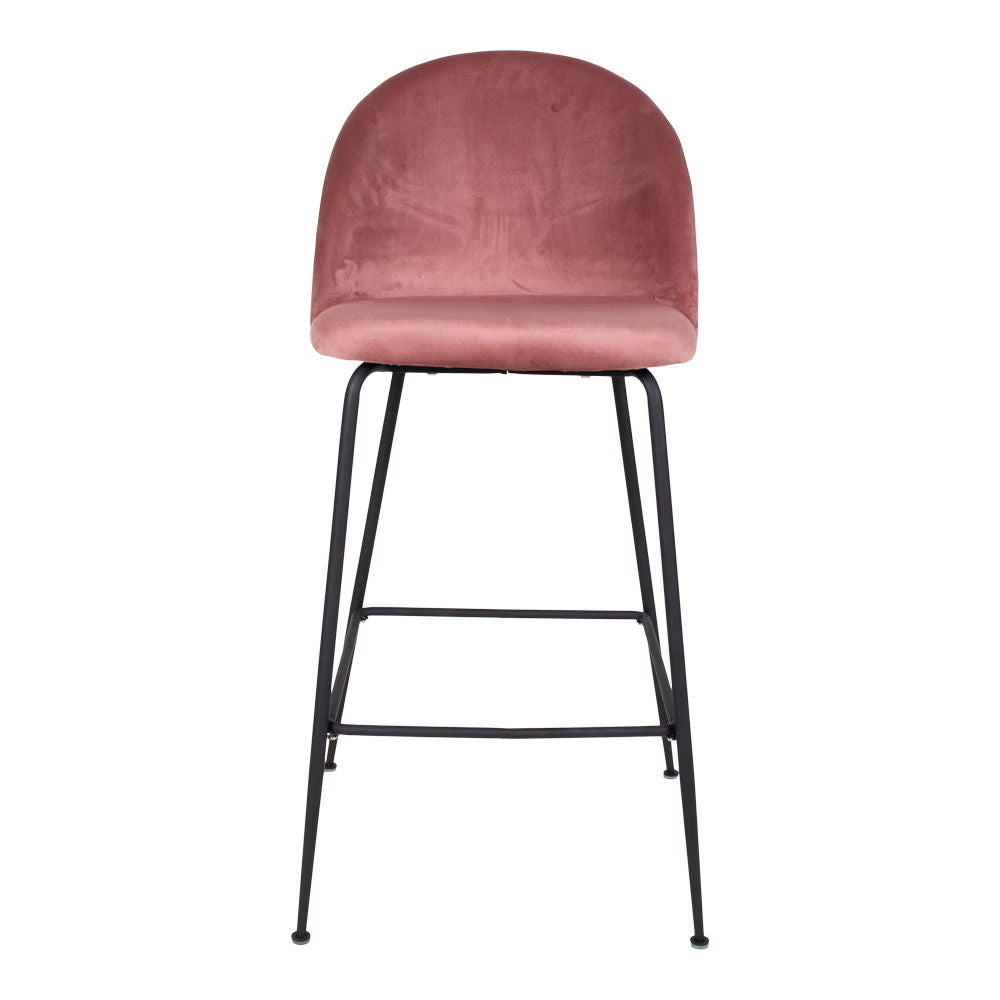 Lausanne bare chair - bar stool in velor, pink with black legs, HN1214