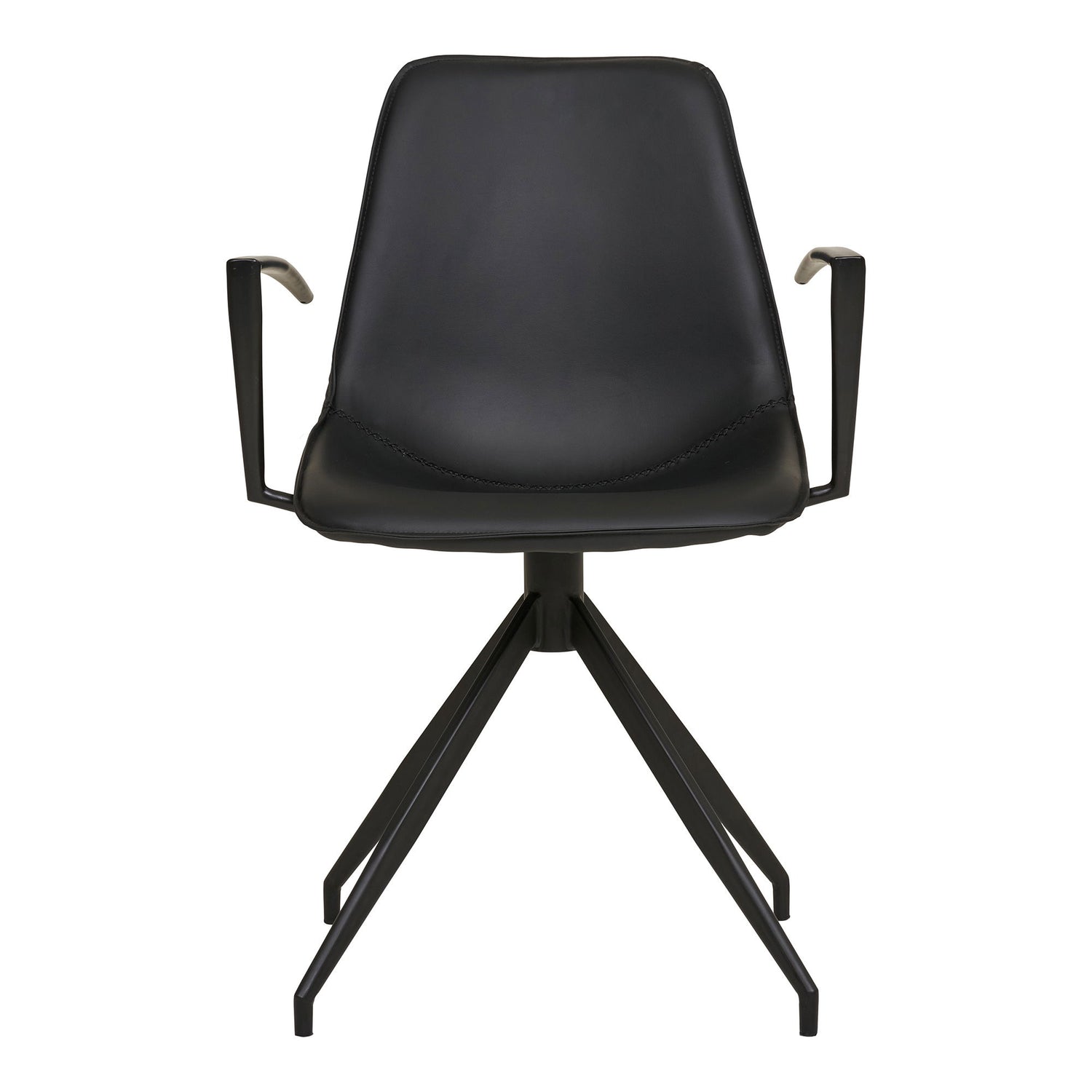 Dining table chair, swivel foot, armrests, pu, black with black legs