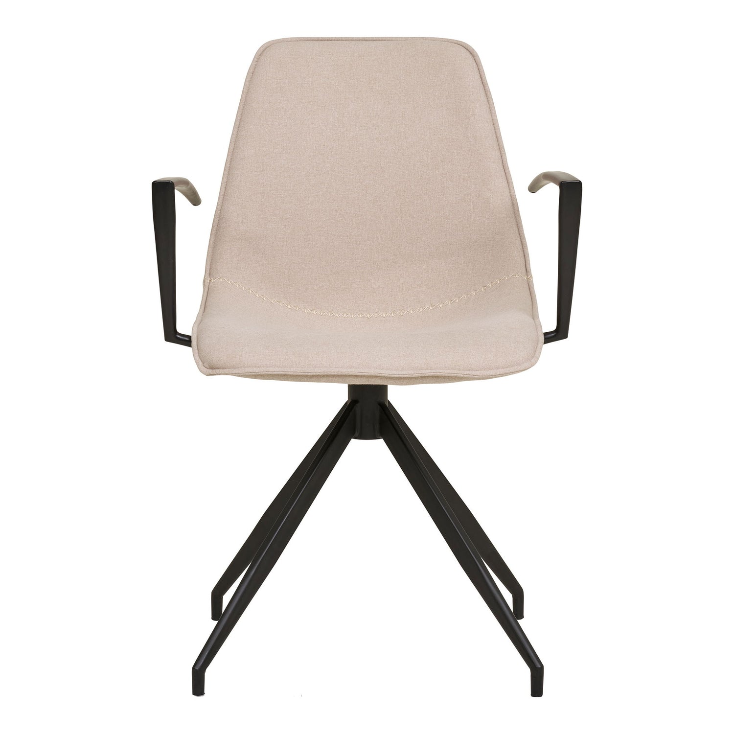 Dining table chair, swivel foot, armrests, sand with black legs