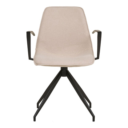 Dining table chair, swivel foot, armrests, sand with black legs