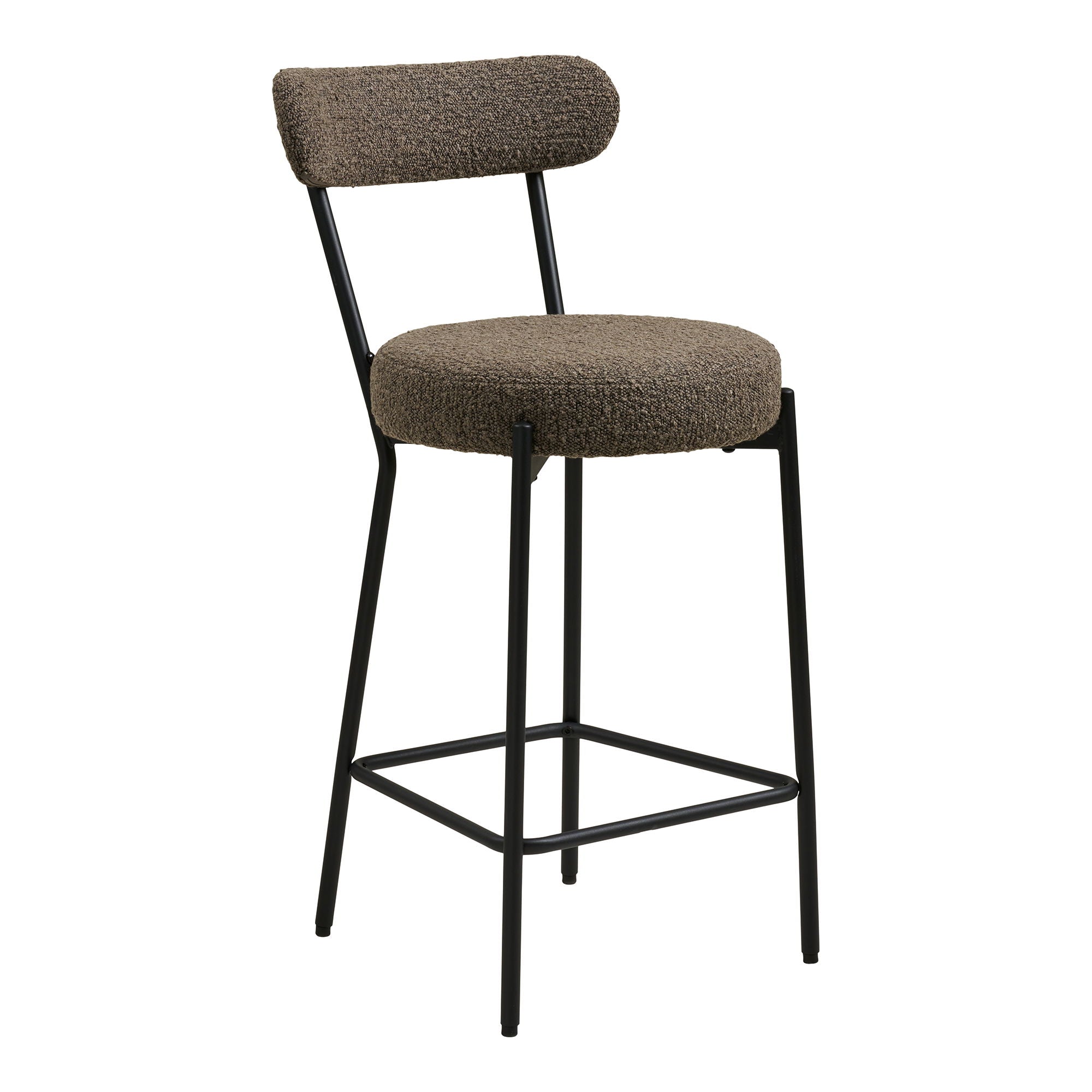 Badalona Counter chair - Counter chair, bouklé, brown, black legs HN1064