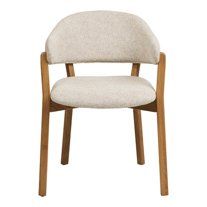 Dunkirk Dining table chair - Dining table chair, armrest, oak with fabric seat, beige HN1318