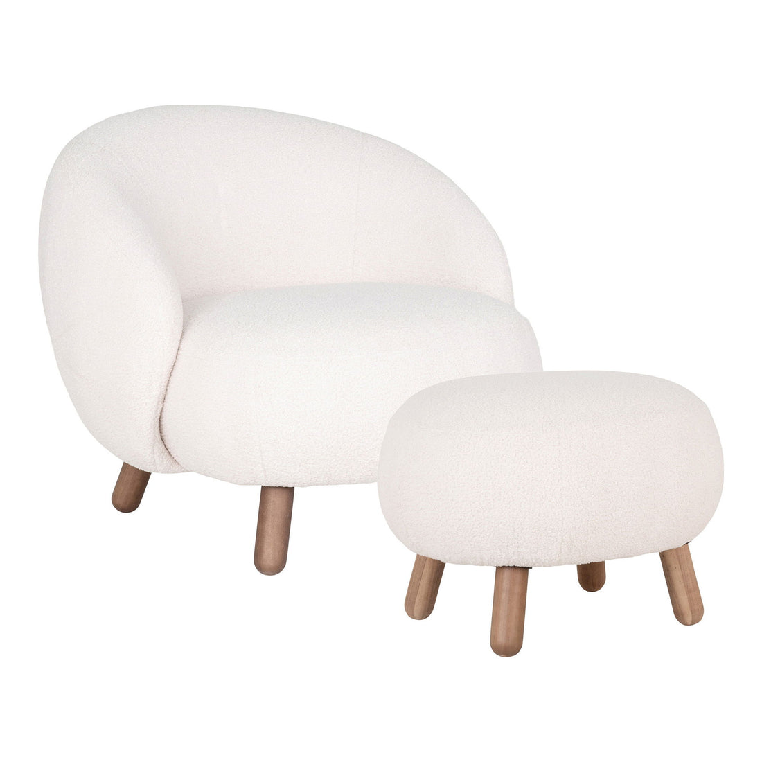 Savona set - Lounge chair and pouf, white HN1094