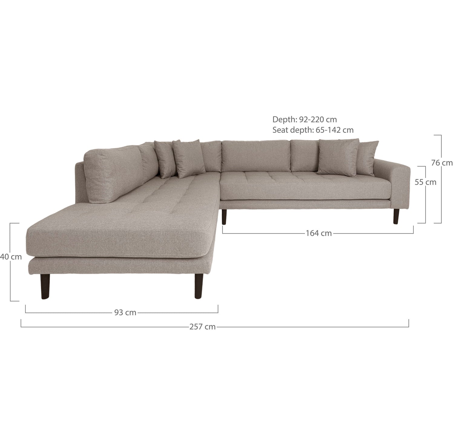  left-facing in stone with four cushions and black wooden legs
