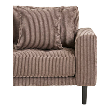 Lido Lounge Sofa - Lounge Sofa, left -wing in brown velvet with four pillows and black wooden legs HN1423