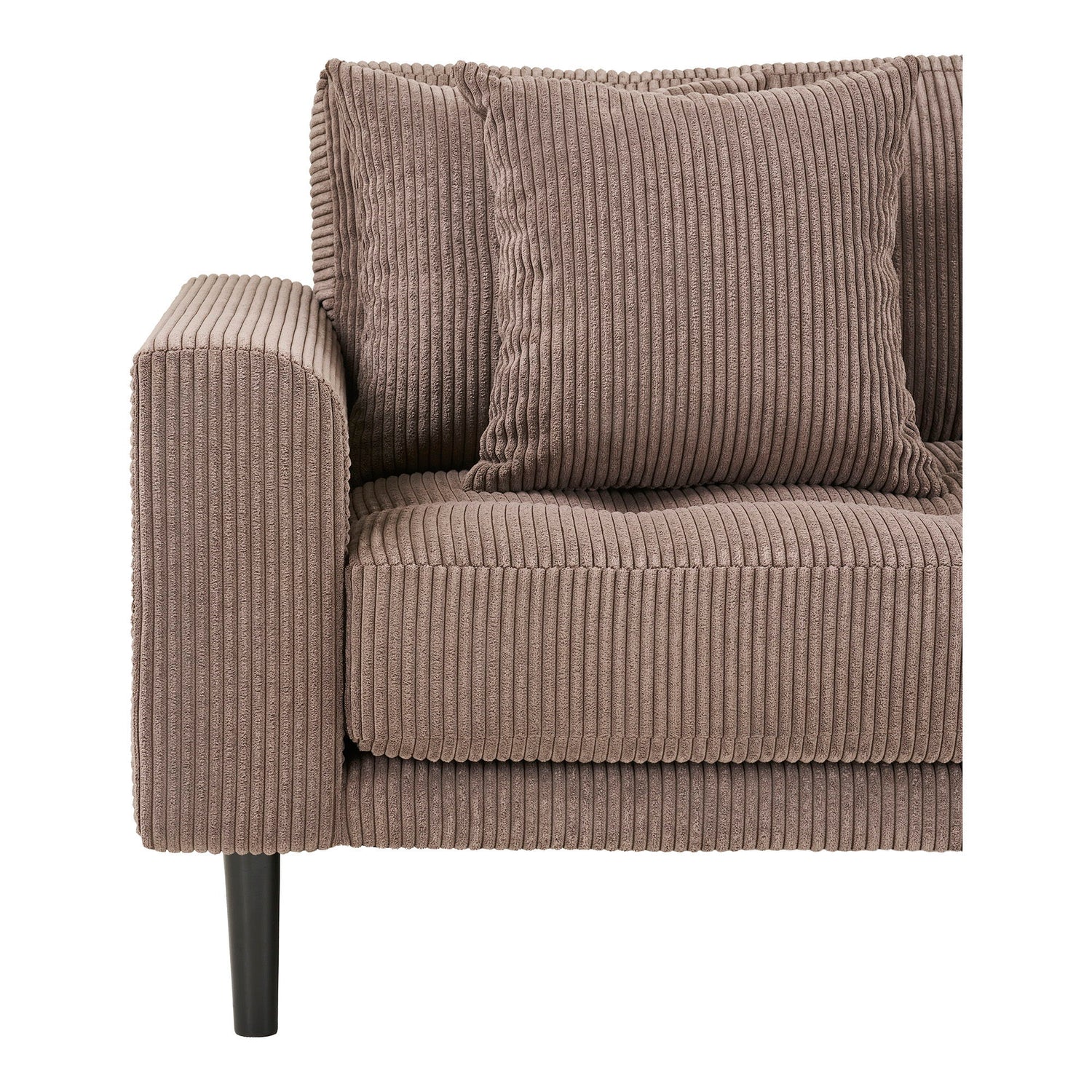 Lido Lounge Sofa - Lounge sofa, right -wing in brown velvet with four pillows and black wooden ben HN1423