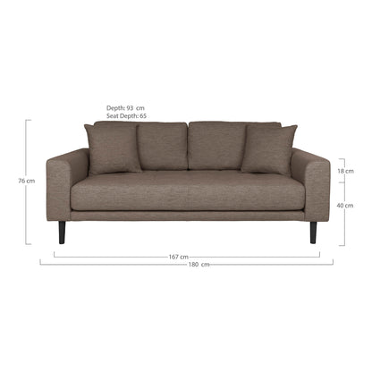  brown with two cushions and black wooden legs