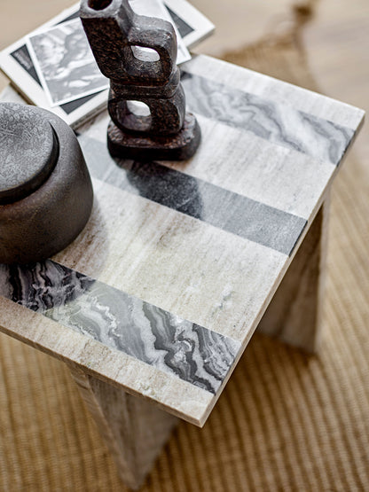 Bloomingville Clea side table, brown, marble