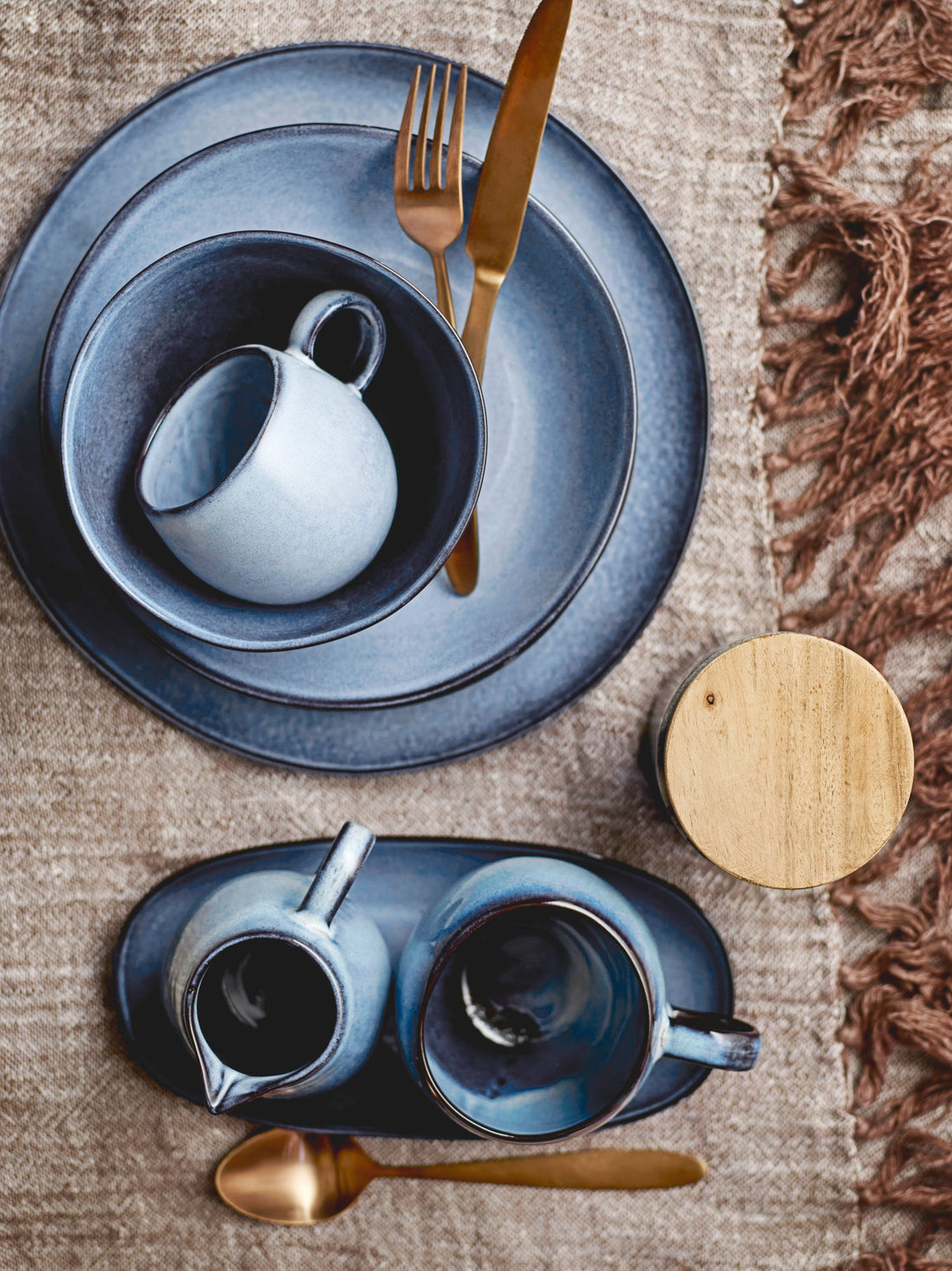 Bloomingville Sandrine Breakfast Set, Blue, Stoneware