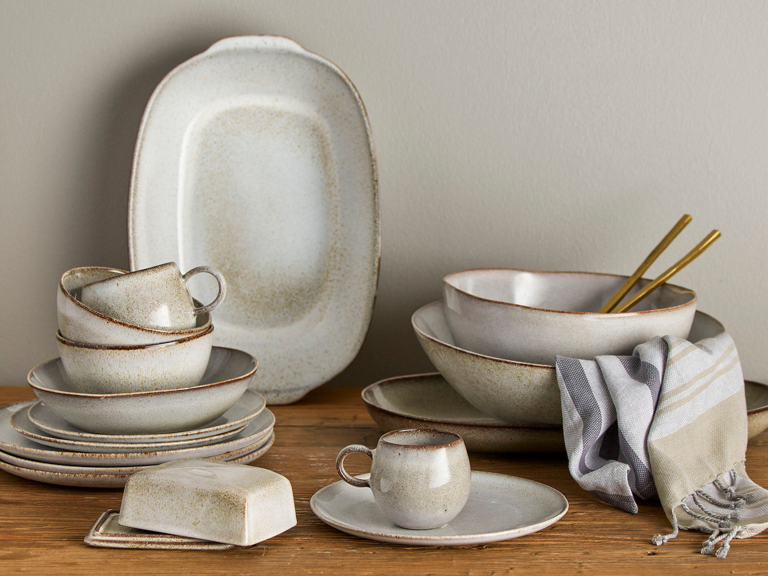 Bloomingville Sandrine Breakfast Set, Nature, Stoneware