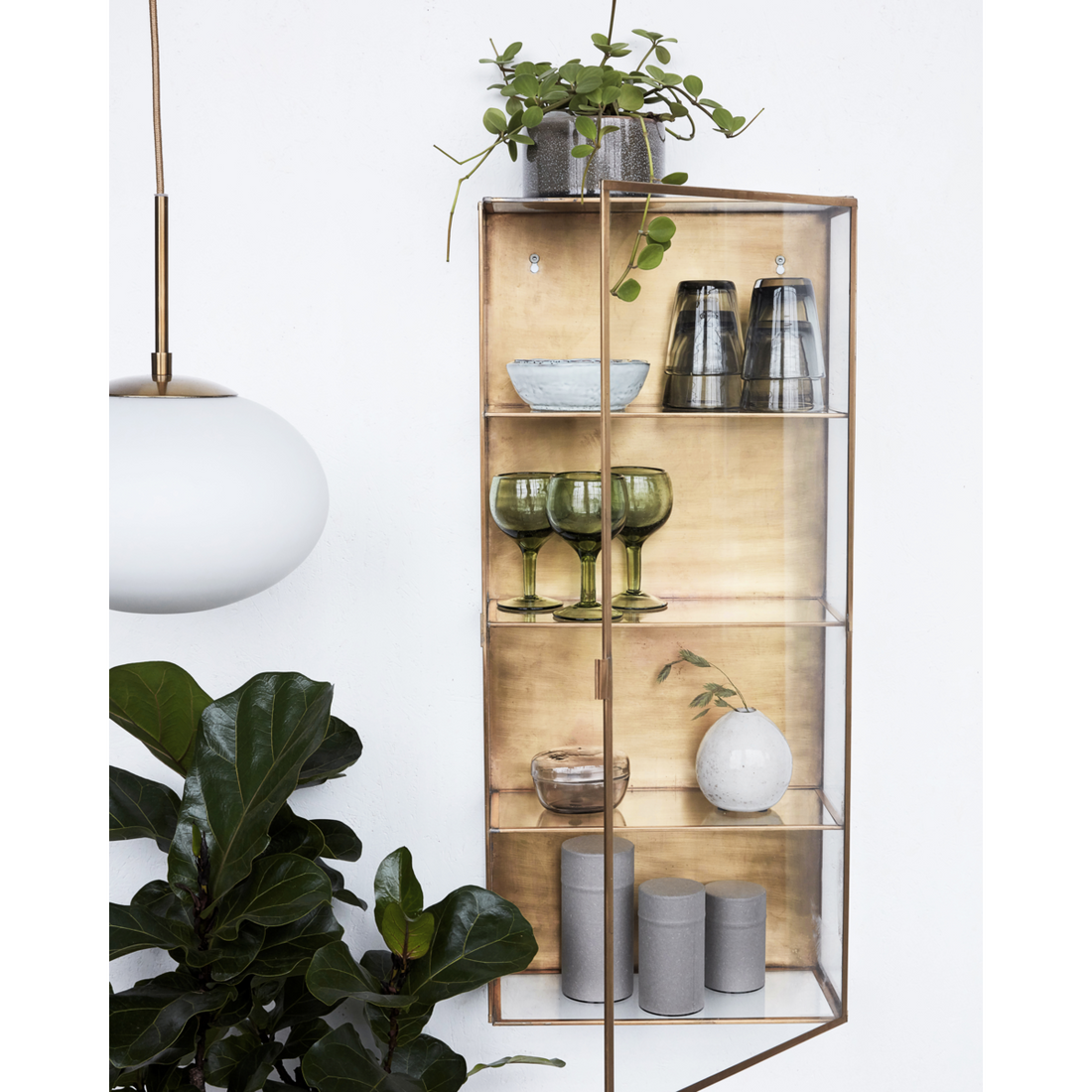 Display cabinet, HDGlass, Brass 80x35 cm