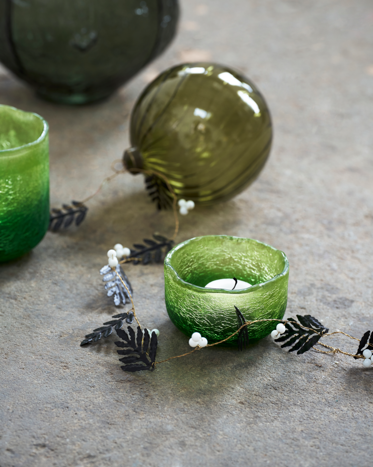 Tealight holder, HDCrackle, Green