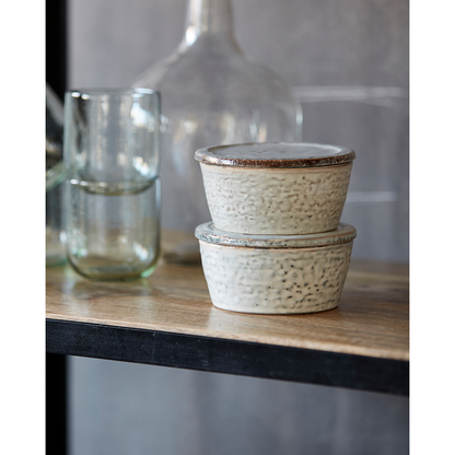 Storage with lid, rustic, gray; blue