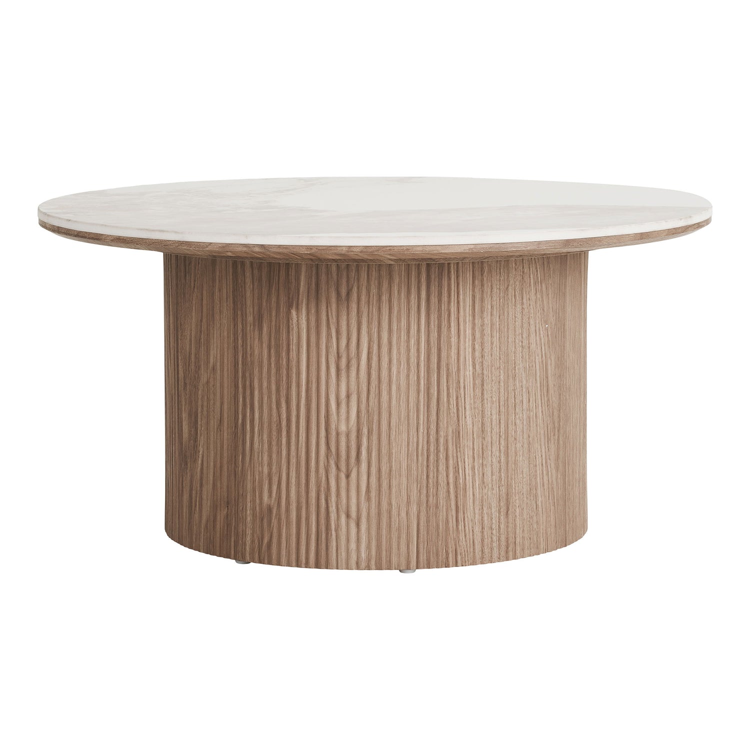 Athens coffee table - coffee table, ceramic countertop, white/dark brown Ø80x40 cm