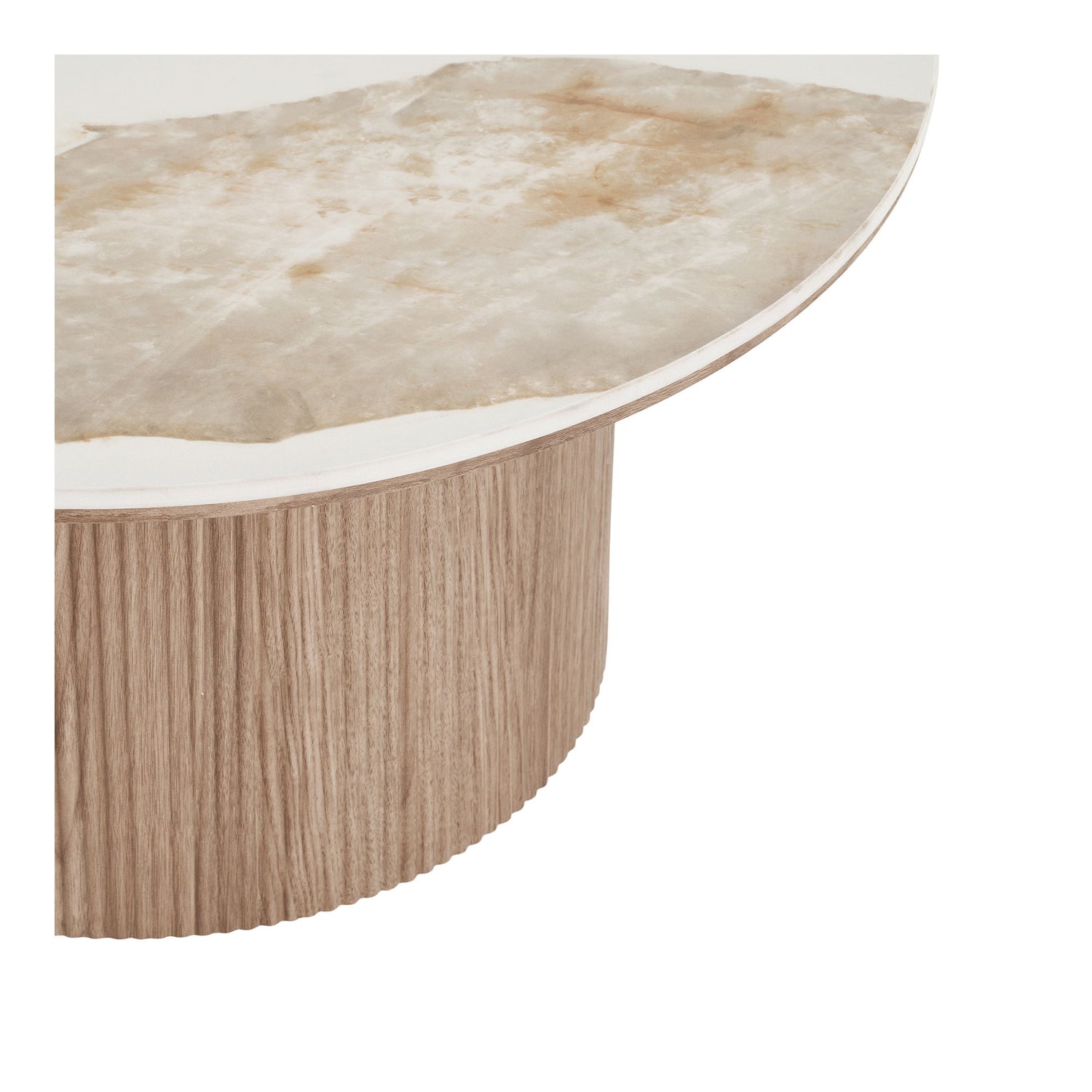 Athens coffee table - coffee table, ceramic countertop, white/dark brown Ø80x40 cm