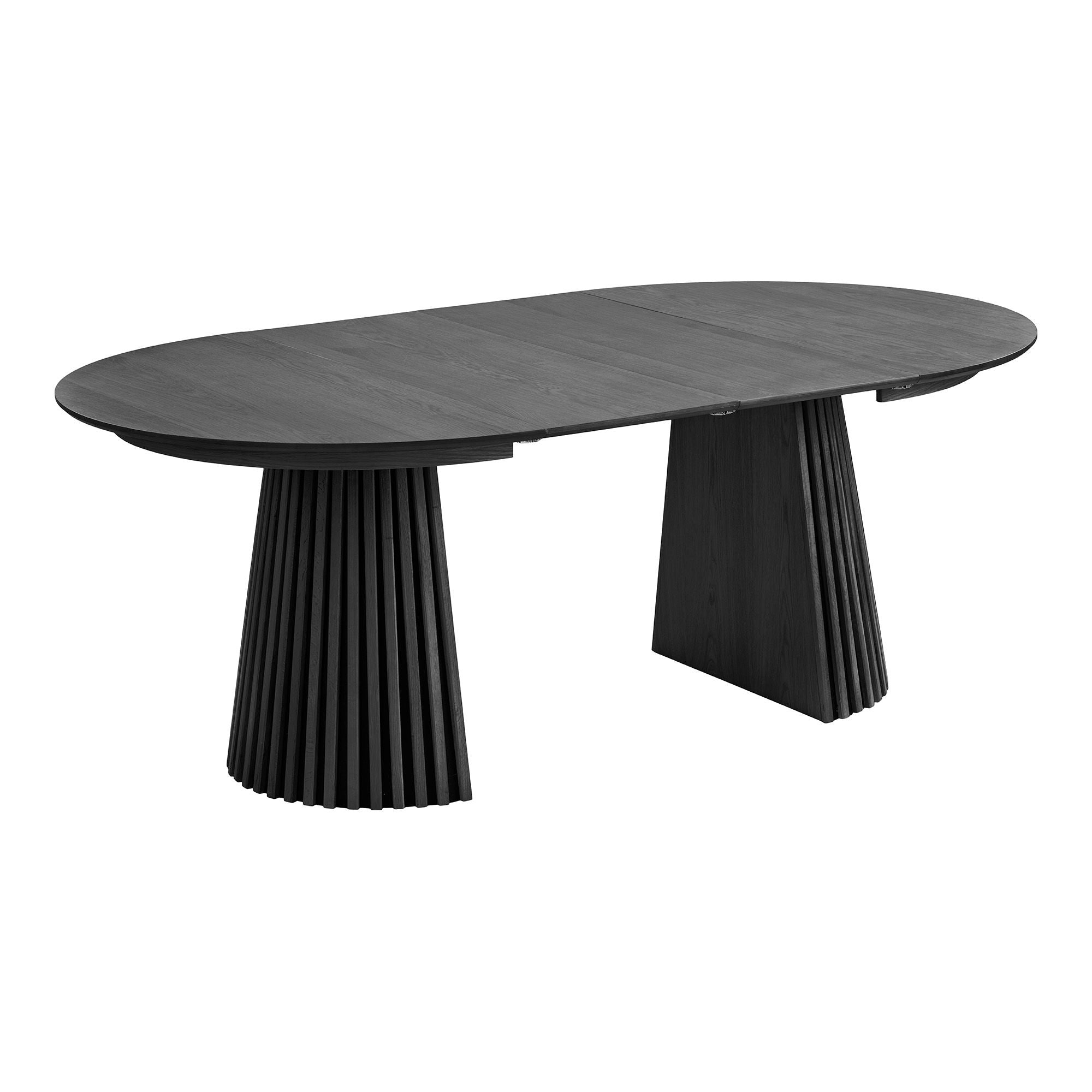 Osaka Dining table - Dining table, oak veneer, black, incl. two additional plates ø120x120-160-200x75 cm