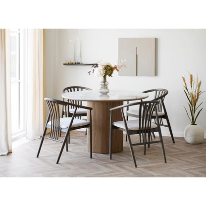 Athens Dining table - Dining table, ceramic table top, white, dark brown ø120x76 cm
