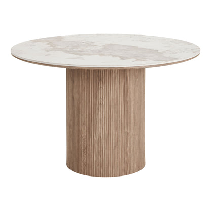 Athens Dining table - Dining table, ceramic table top, white, dark brown ø120x76 cm