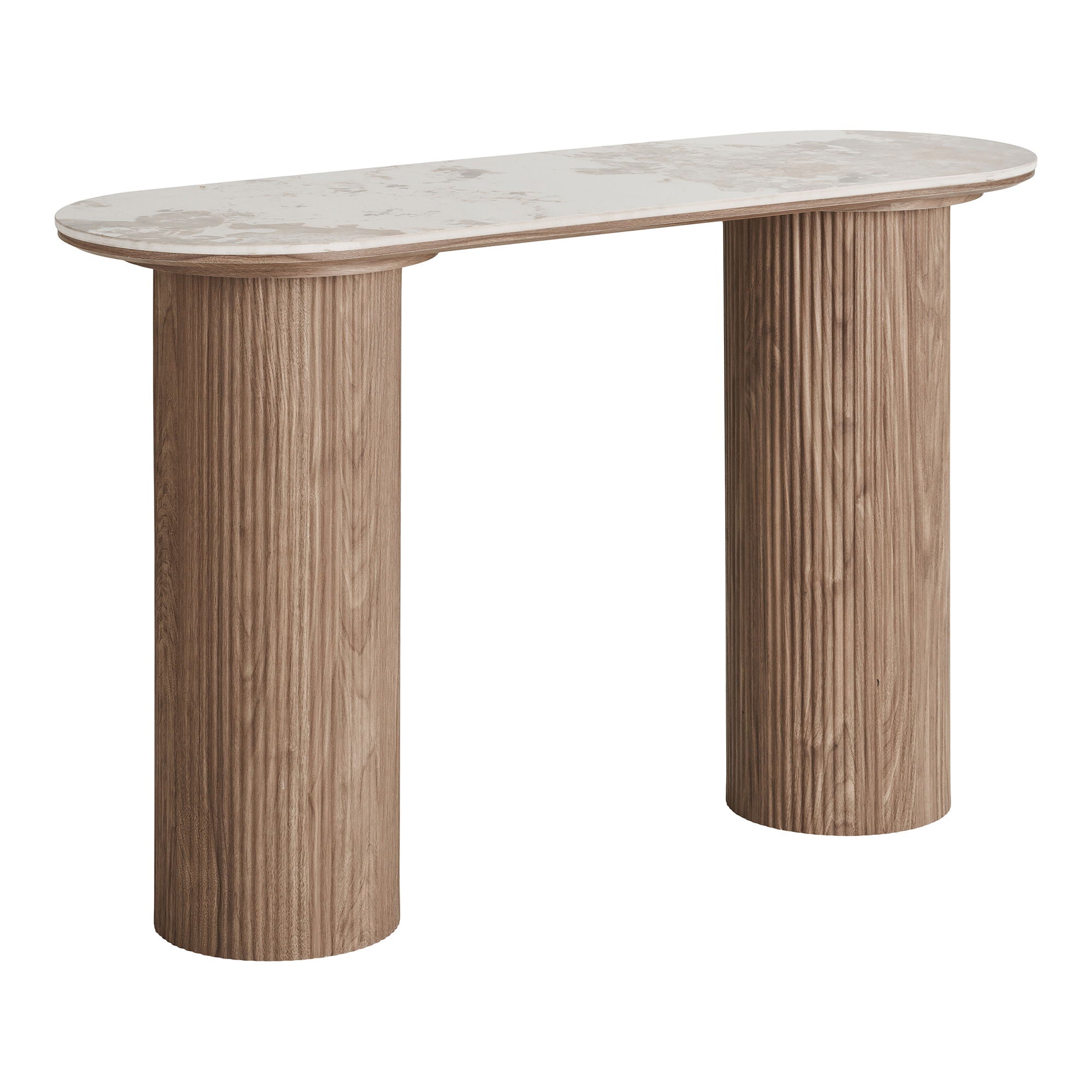Athens Console table - Console table, ceramic table top, white, dark brown 40x120x78 cm
