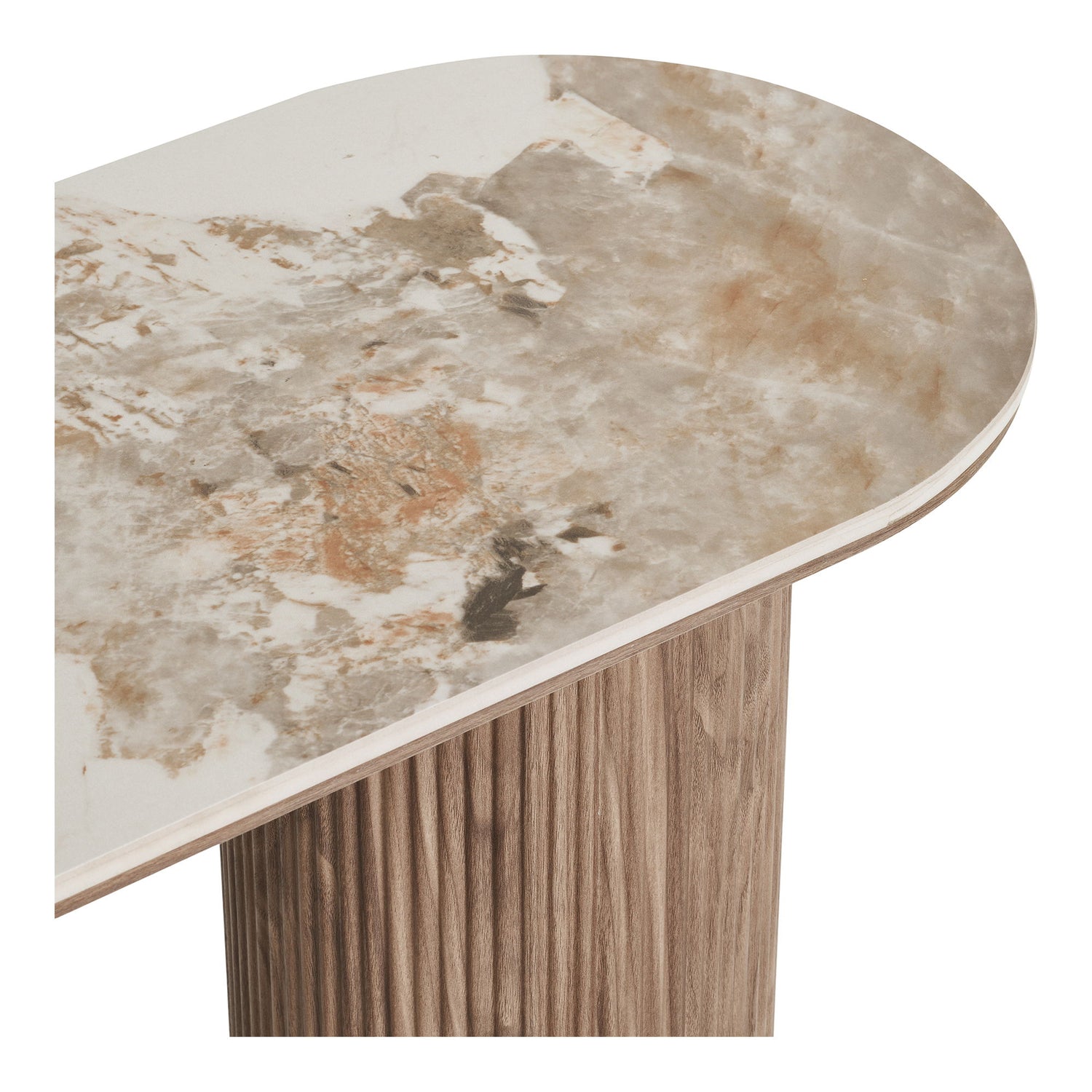 Athens Console table - Console table, ceramic table top, white, dark brown 40x120x78 cm